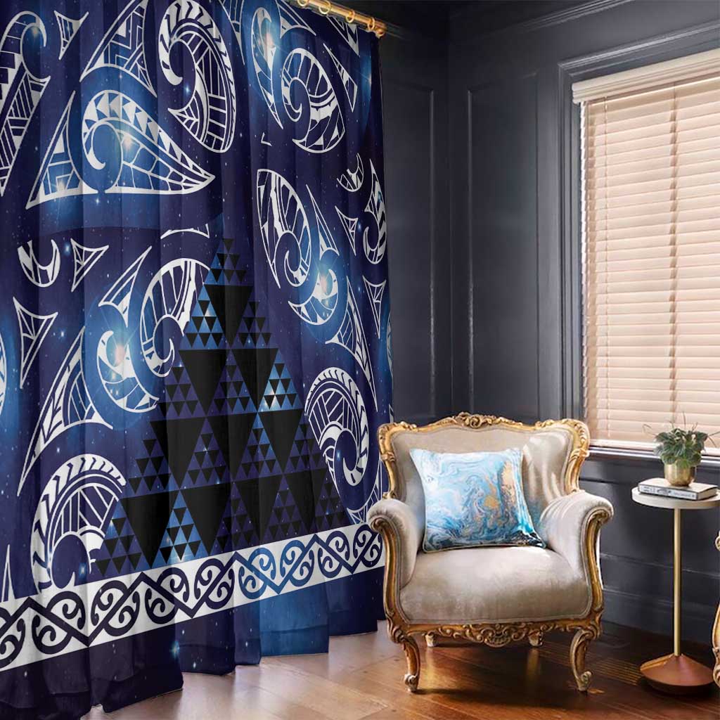 Matariki New Zealand Window Curtain NZ Niho Taniwha Maori New Year Blue Galaxy LT14 - Polynesian Pride