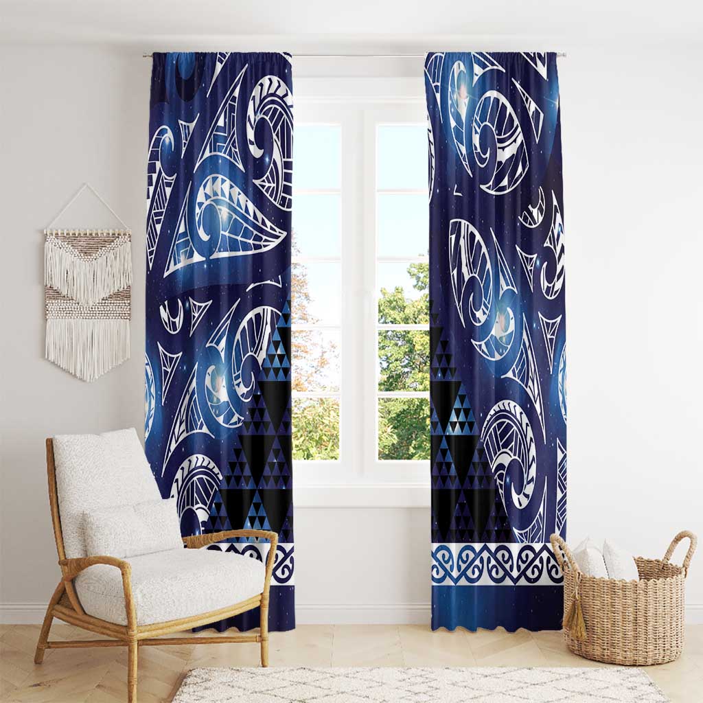 Matariki New Zealand Window Curtain NZ Niho Taniwha Maori New Year Blue Galaxy LT14 - Polynesian Pride
