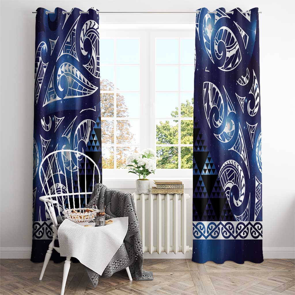 Matariki New Zealand Window Curtain NZ Niho Taniwha Maori New Year Blue Galaxy LT14 - Polynesian Pride
