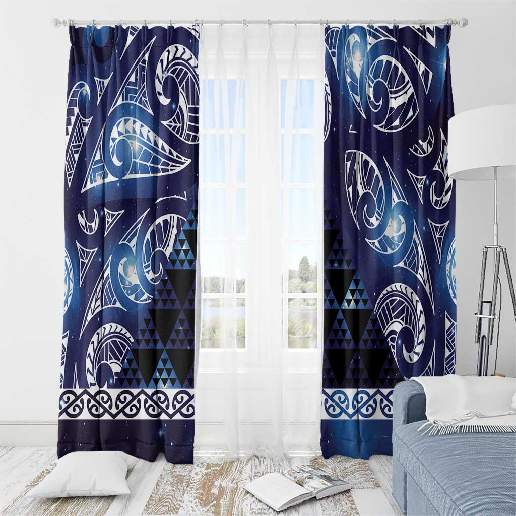 Matariki New Zealand Window Curtain NZ Niho Taniwha Maori New Year Blue Galaxy LT14 - Polynesian Pride