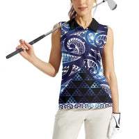 Matariki New Zealand Women Sleeveless Polo Shirt NZ Niho Taniwha Maori New Year Blue Galaxy