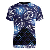 Matariki New Zealand Women V-Neck T-Shirt NZ Niho Taniwha Maori New Year Blue Galaxy