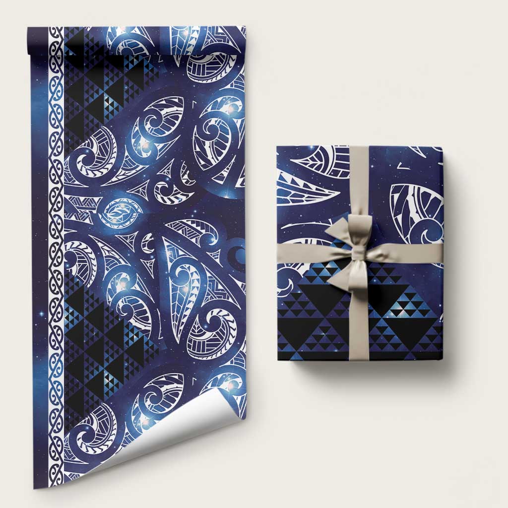 Matariki New Zealand Wrapping Paper NZ Niho Taniwha Maori New Year Blue Galaxy