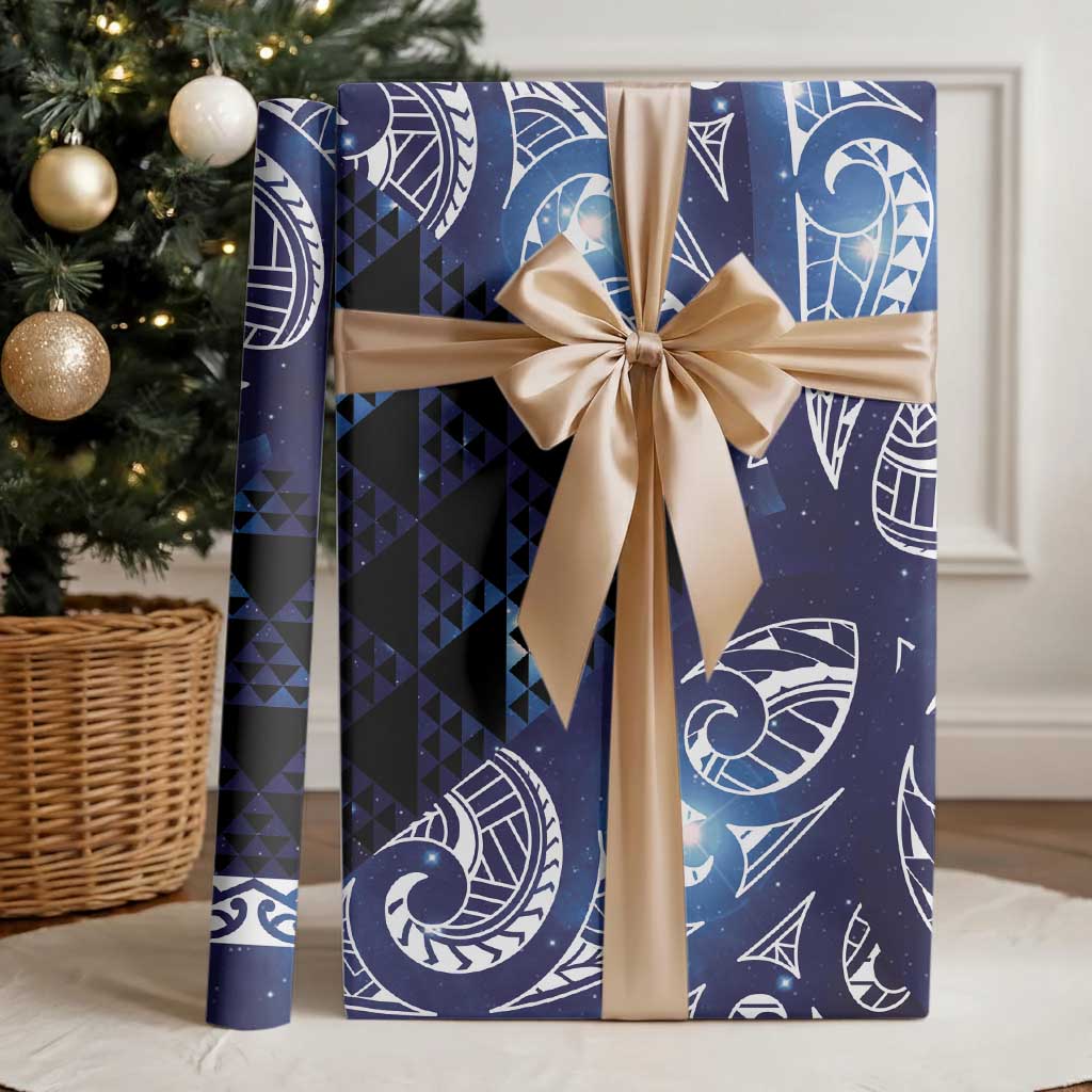 Matariki New Zealand Wrapping Paper NZ Niho Taniwha Maori New Year Blue Galaxy