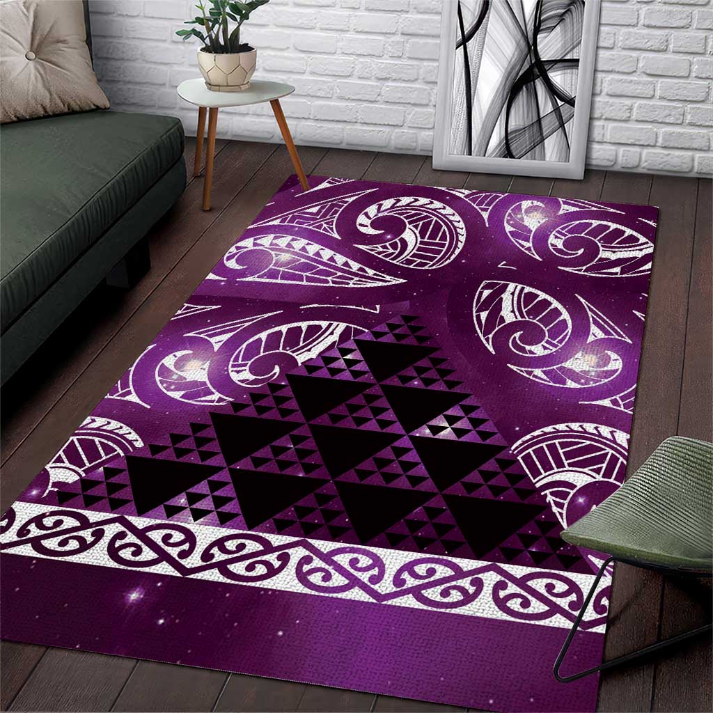 Matariki New Zealand Area Rug NZ Niho Taniwha Maori New Year Purple Galaxy