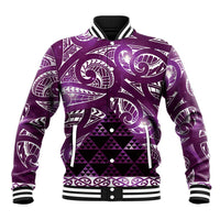 Matariki New Zealand Baseball Jacket NZ Niho Taniwha Maori New Year Purple Galaxy LT14 Unisex Purple - Polynesian Pride
