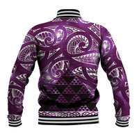 Matariki New Zealand Baseball Jacket NZ Niho Taniwha Maori New Year Purple Galaxy LT14 - Polynesian Pride