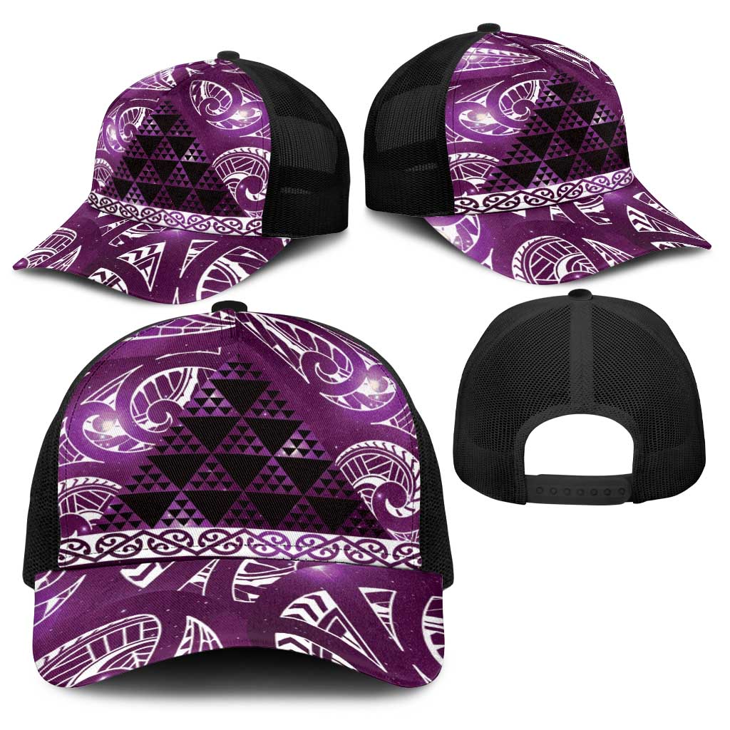 Matariki New Zealand Baseball Net Cap NZ Niho Taniwha Maori New Year Purple Galaxy LT14 - Polynesian Pride