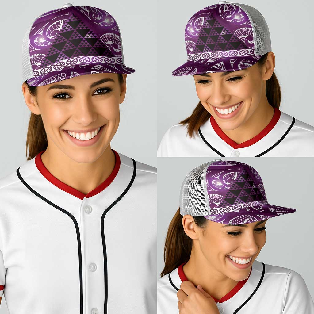 Matariki New Zealand Baseball Net Cap NZ Niho Taniwha Maori New Year Purple Galaxy LT14 - Polynesian Pride