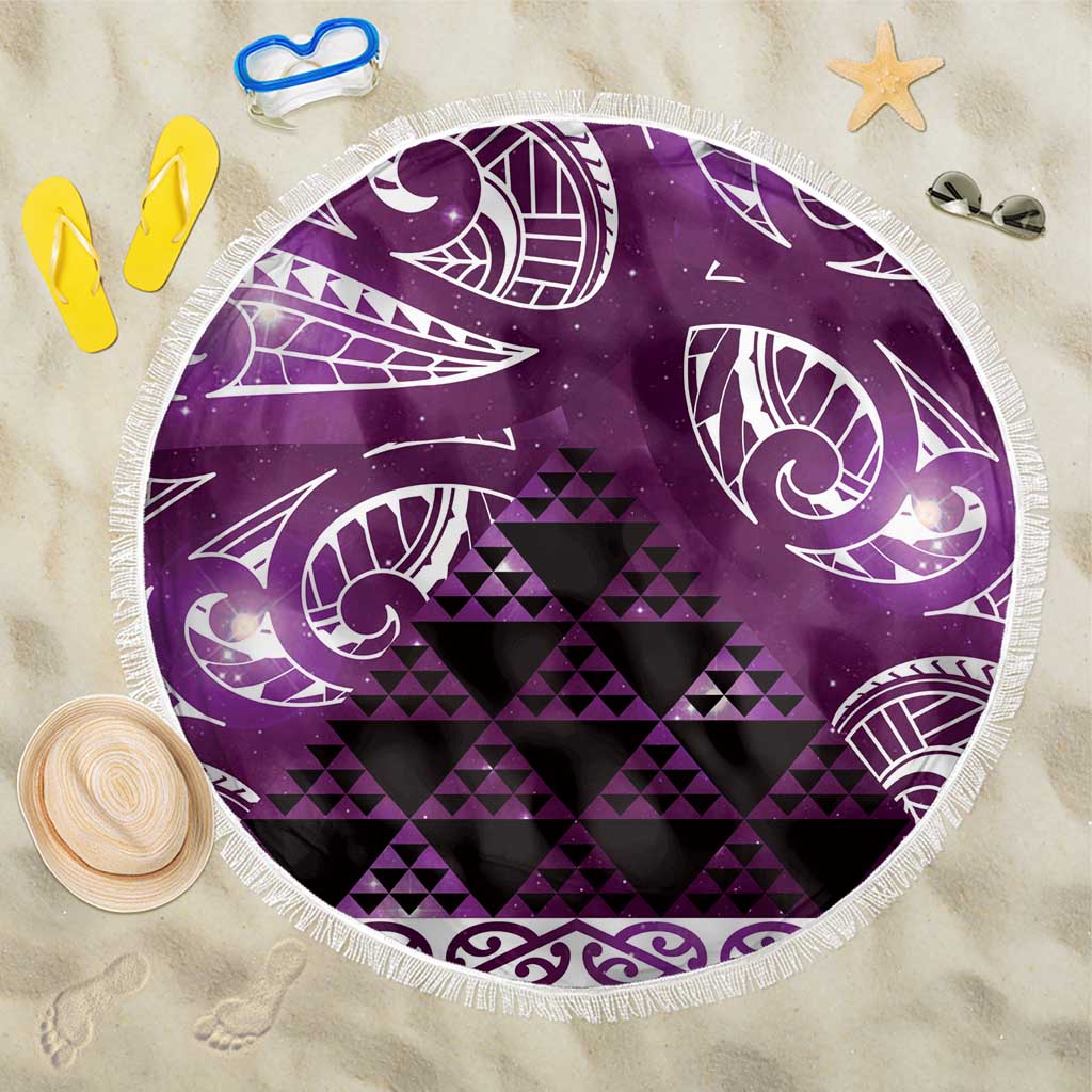 Matariki New Zealand Beach Blanket NZ Niho Taniwha Maori New Year Purple Galaxy LT14 One Size 150cm Purple - Polynesian Pride