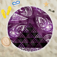Matariki New Zealand Beach Blanket NZ Niho Taniwha Maori New Year Purple Galaxy LT14 One Size 150cm Purple - Polynesian Pride