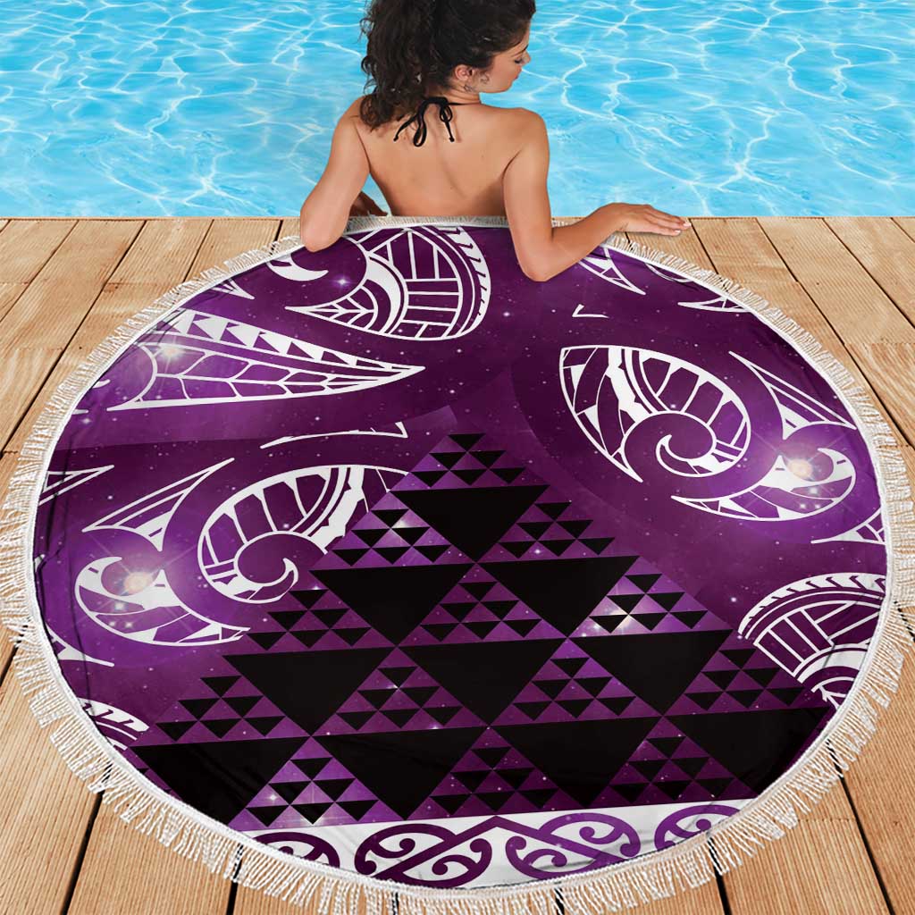 Matariki New Zealand Beach Blanket NZ Niho Taniwha Maori New Year Purple Galaxy LT14 - Polynesian Pride