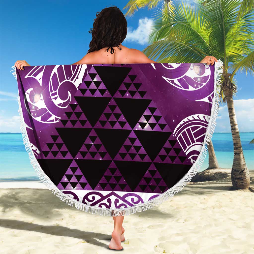 Matariki New Zealand Beach Blanket NZ Niho Taniwha Maori New Year Purple Galaxy LT14 - Polynesian Pride
