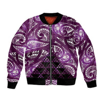 Matariki New Zealand Bomber Jacket NZ Niho Taniwha Maori New Year Purple Galaxy LT14 Unisex Purple - Polynesian Pride