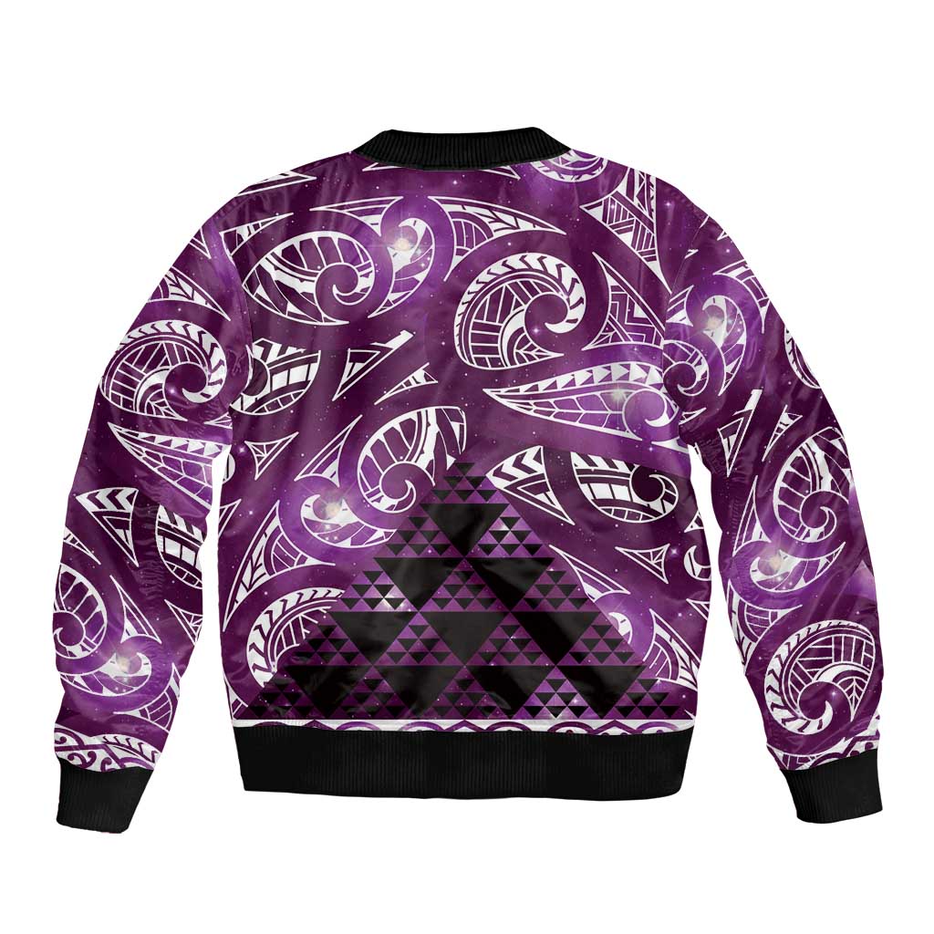 Matariki New Zealand Bomber Jacket NZ Niho Taniwha Maori New Year Purple Galaxy LT14 - Polynesian Pride