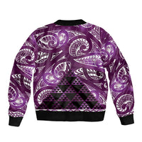 Matariki New Zealand Bomber Jacket NZ Niho Taniwha Maori New Year Purple Galaxy LT14 - Polynesian Pride
