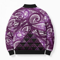 Matariki New Zealand Bomber Puffer Jacket NZ Niho Taniwha Maori New Year Purple Galaxy