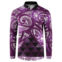 Matariki New Zealand Button Sweatshirt NZ Niho Taniwha Maori New Year Purple Galaxy LT14 Purple - Polynesian Pride