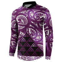 Matariki New Zealand Button Sweatshirt NZ Niho Taniwha Maori New Year Purple Galaxy LT14 - Polynesian Pride