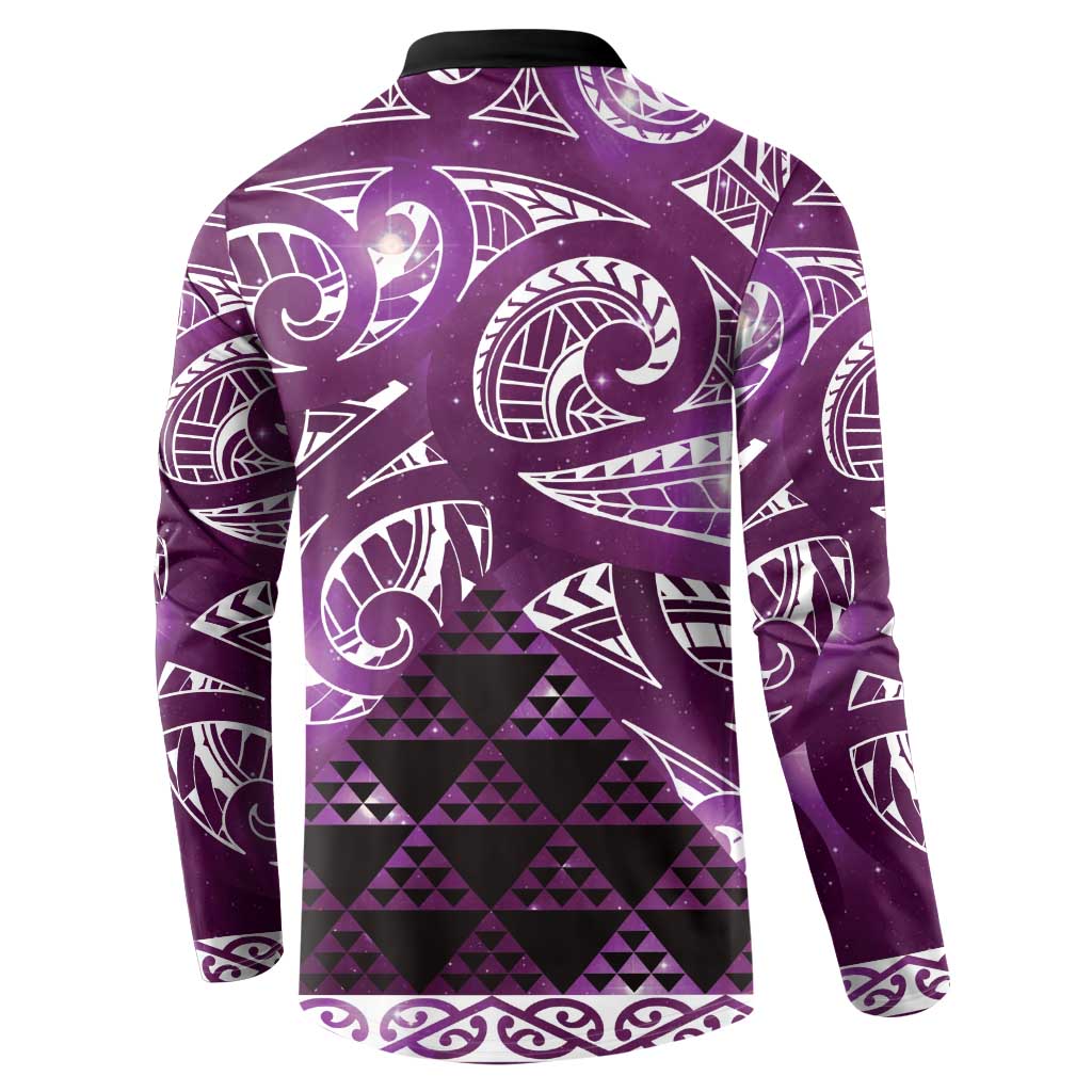 Matariki New Zealand Button Sweatshirt NZ Niho Taniwha Maori New Year Purple Galaxy LT14 - Polynesian Pride