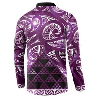 Matariki New Zealand Button Sweatshirt NZ Niho Taniwha Maori New Year Purple Galaxy LT14 - Polynesian Pride