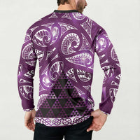 Matariki New Zealand Button Sweatshirt NZ Niho Taniwha Maori New Year Purple Galaxy LT14 - Polynesian Pride