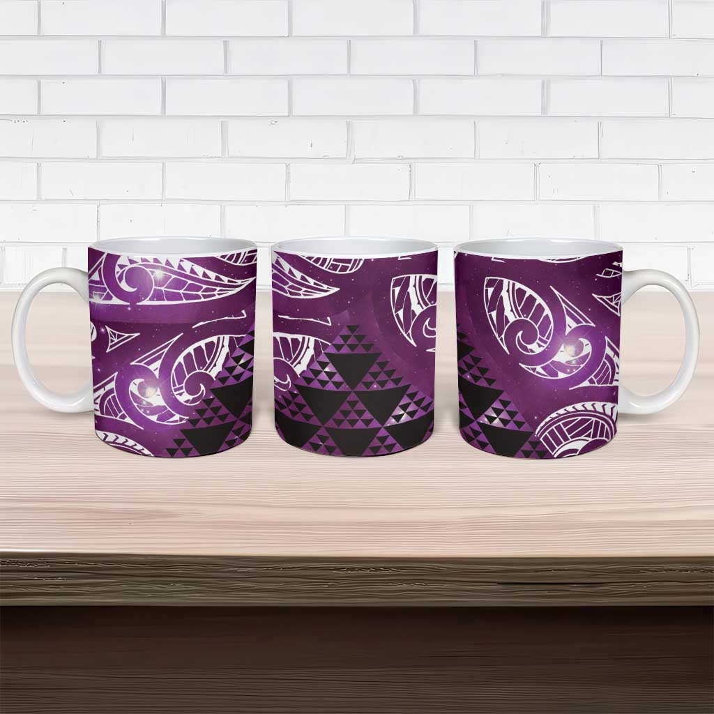 Matariki New Zealand Ceramic Mug NZ Niho Taniwha Maori New Year Purple Galaxy LT14 - Polynesian Pride
