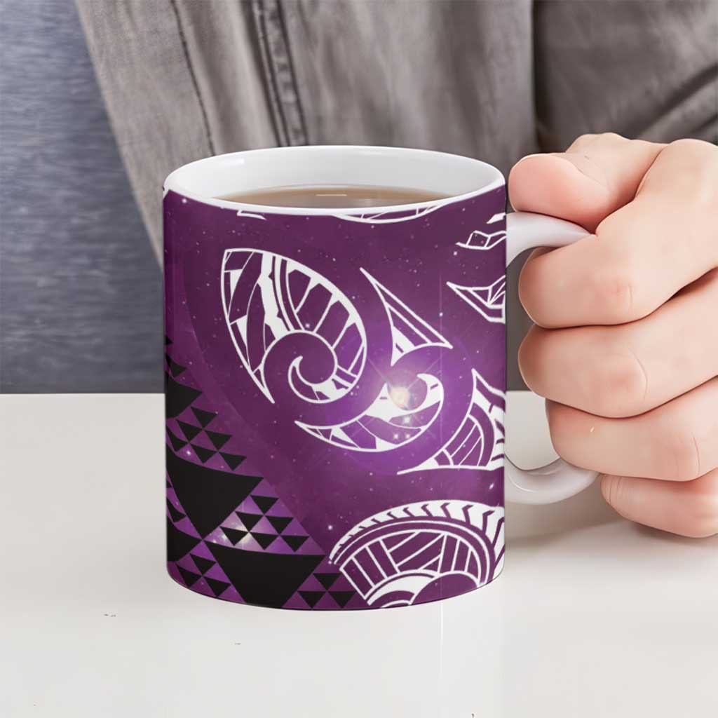 Matariki New Zealand Ceramic Mug NZ Niho Taniwha Maori New Year Purple Galaxy LT14 - Polynesian Pride