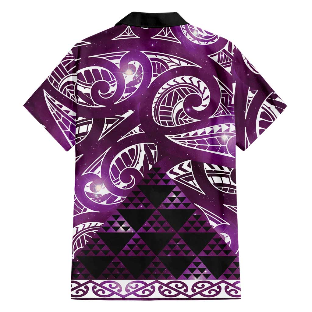 Matariki New Zealand Family Matching Off The Shoulder Long Sleeve Dress and Hawaiian Shirt NZ Niho Taniwha Maori New Year Purple Galaxy
