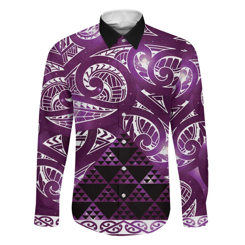 Matariki New Zealand Family Matching Puletasi and Hawaiian Shirt NZ Niho Taniwha Maori New Year Purple Galaxy