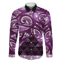 Matariki New Zealand Family Matching Puletasi and Hawaiian Shirt NZ Niho Taniwha Maori New Year Purple Galaxy
