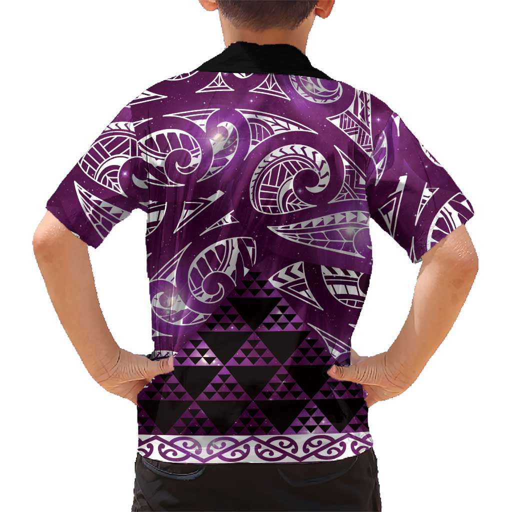 Matariki New Zealand Family Matching Summer Maxi Dress and Hawaiian Shirt NZ Niho Taniwha Maori New Year Purple Galaxy