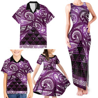 Matariki New Zealand Family Matching Tank Maxi Dress and Hawaiian Shirt NZ Niho Taniwha Maori New Year Purple Galaxy