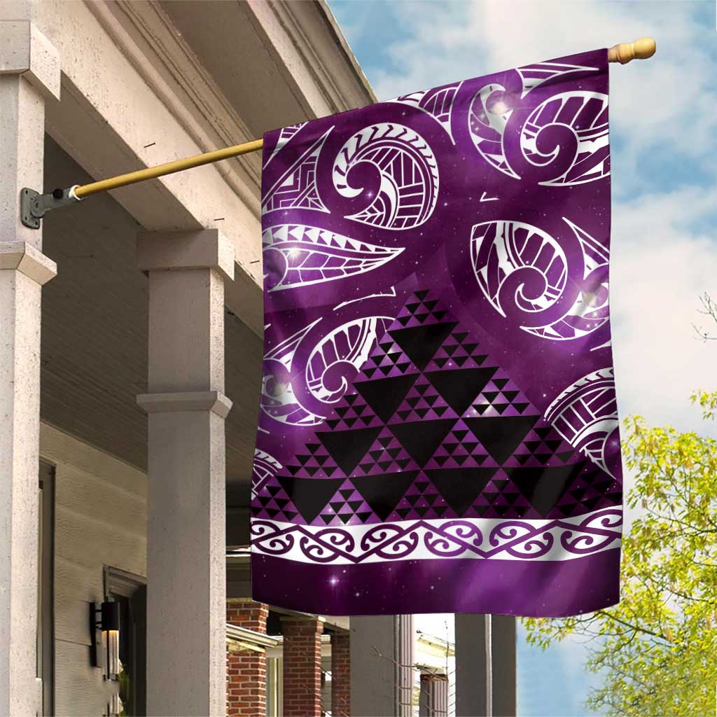 Matariki New Zealand Garden Flag NZ Niho Taniwha Maori New Year Purple Galaxy LT14 House Flag Purple - Polynesian Pride