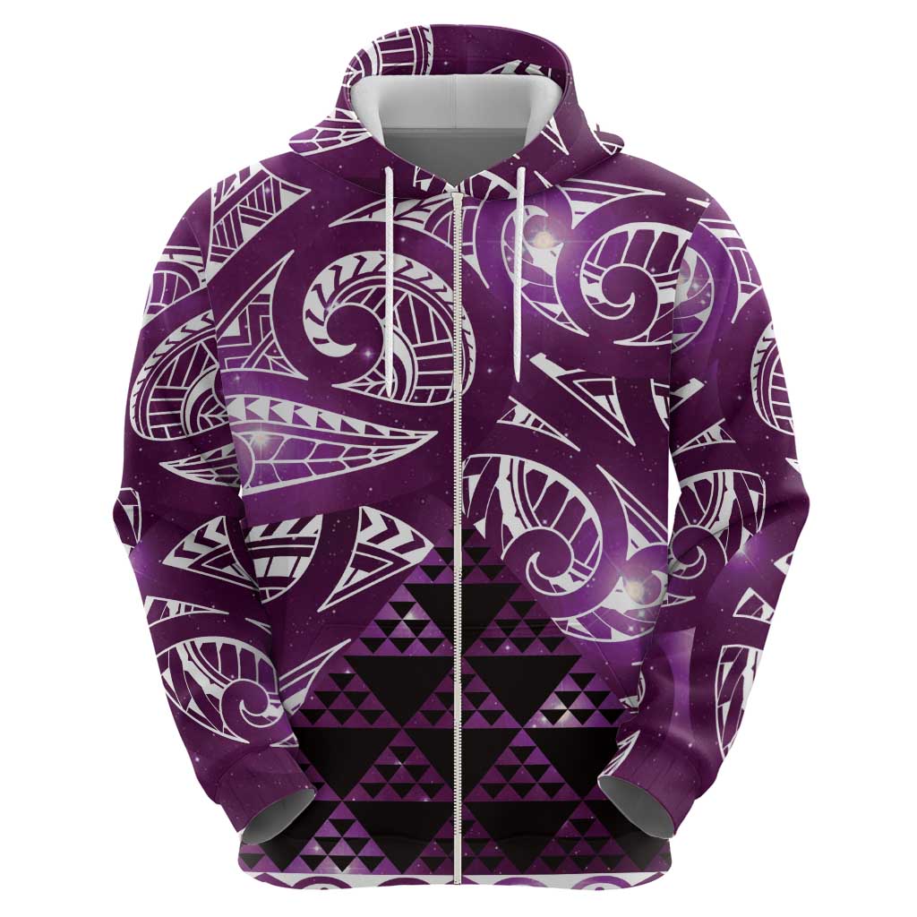 Matariki New Zealand Hoodie NZ Niho Taniwha Maori New Year Purple Galaxy LT14 - Polynesian Pride