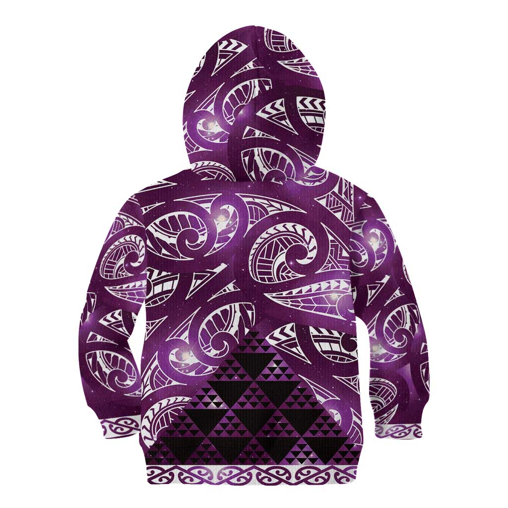 Matariki New Zealand Kid Hoodie NZ Niho Taniwha Maori New Year Purple Galaxy