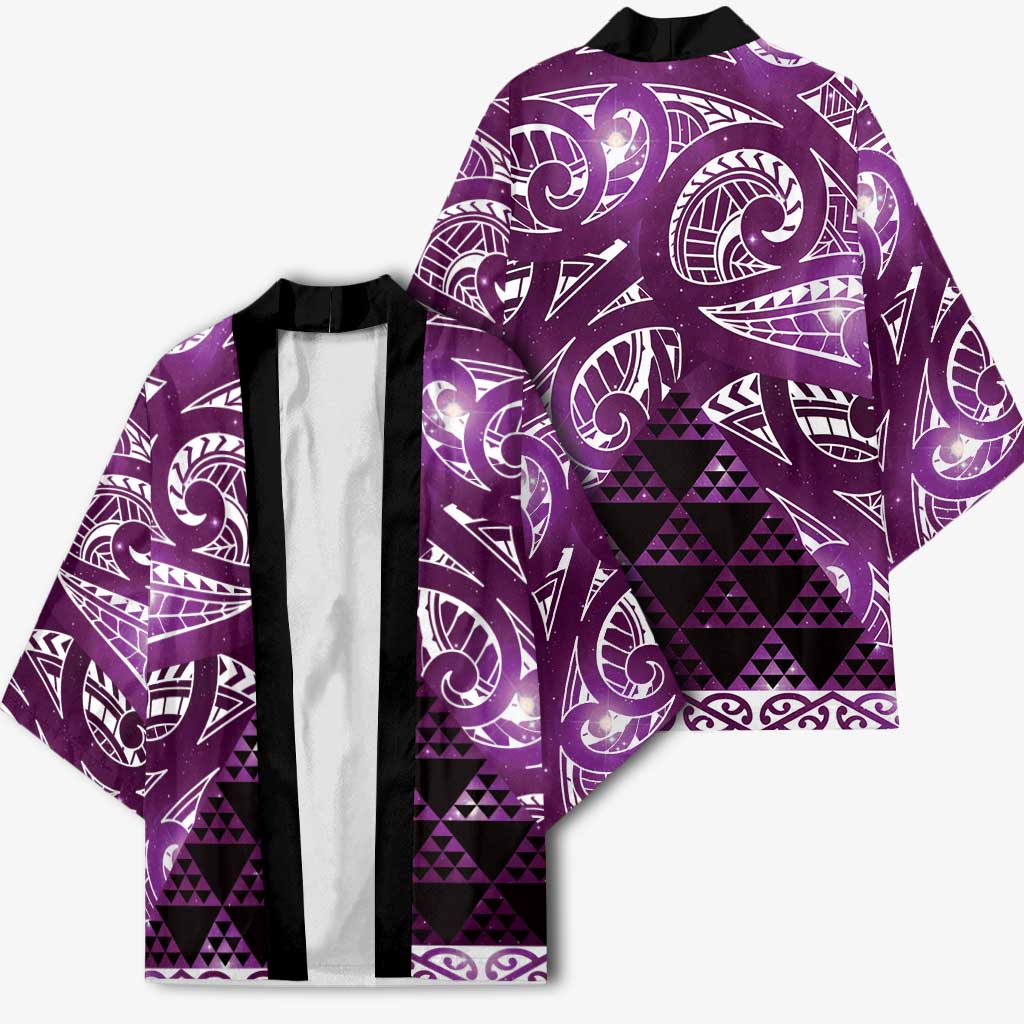 Matariki New Zealand Kimono NZ Niho Taniwha Maori New Year Purple Galaxy LT14 - Polynesian Pride