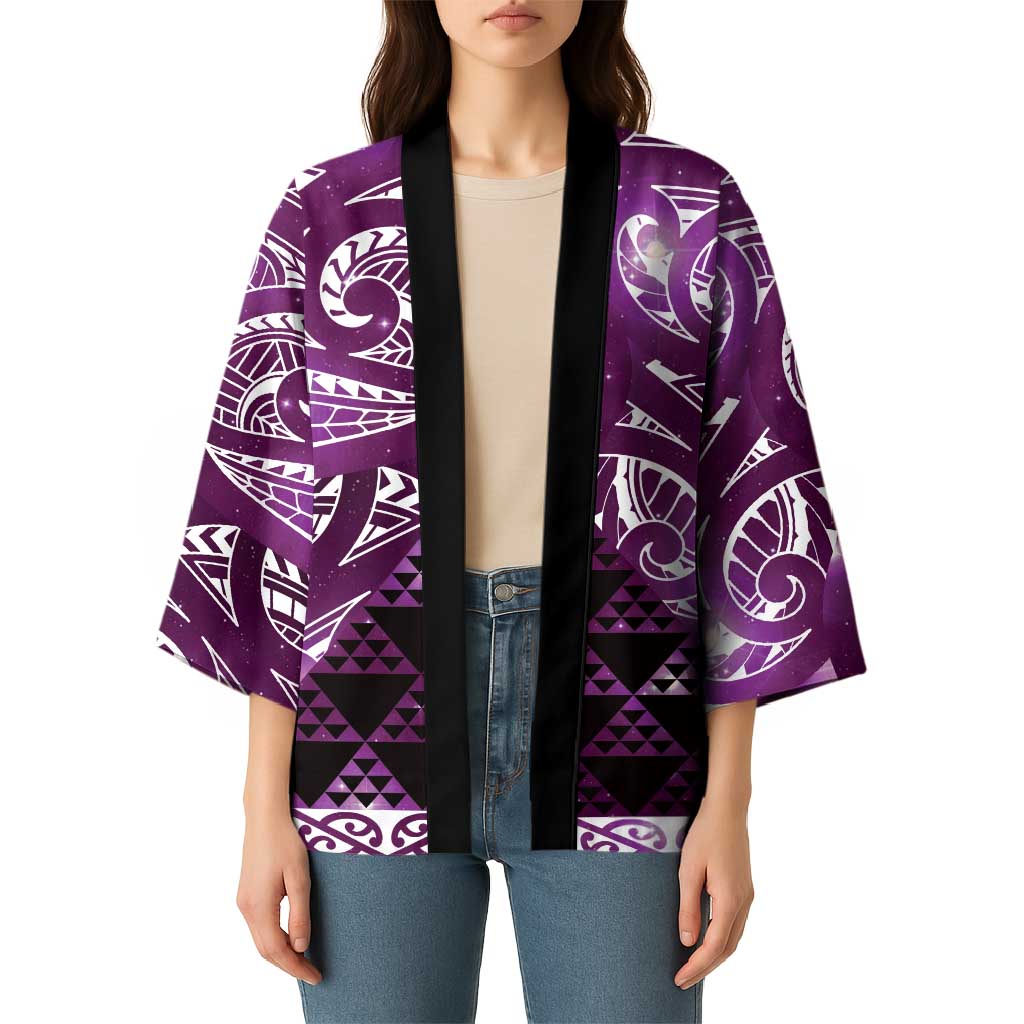 Matariki New Zealand Kimono NZ Niho Taniwha Maori New Year Purple Galaxy LT14 - Polynesian Pride