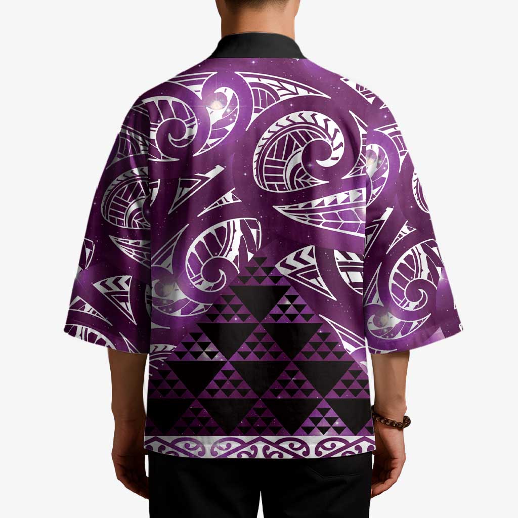 Matariki New Zealand Kimono NZ Niho Taniwha Maori New Year Purple Galaxy LT14 - Polynesian Pride