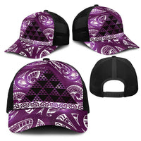 Matariki New Zealand Mesh Trucker Cap NZ Niho Taniwha Maori New Year Purple Galaxy LT14 - Polynesian Pride