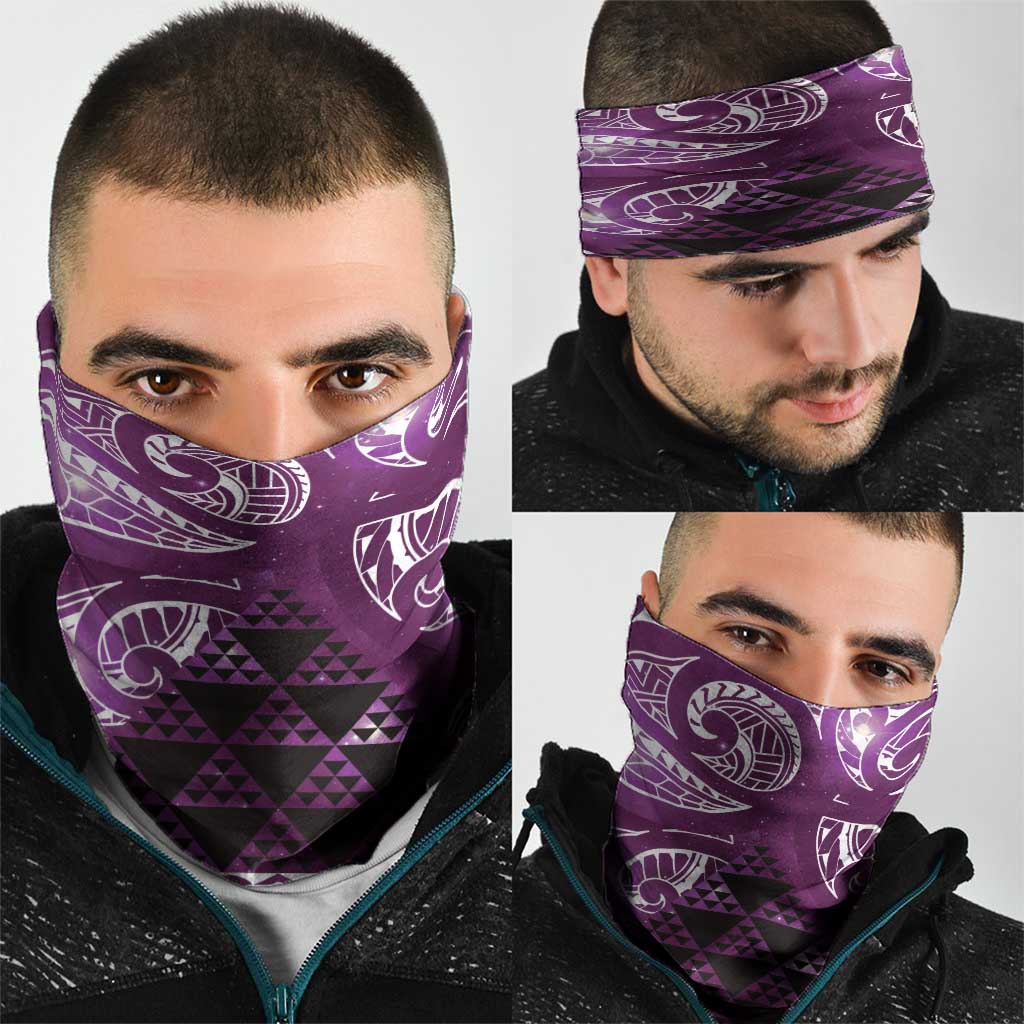 Matariki New Zealand Neck Gaiter NZ Niho Taniwha Maori New Year Purple Galaxy LT14 - Polynesian Pride
