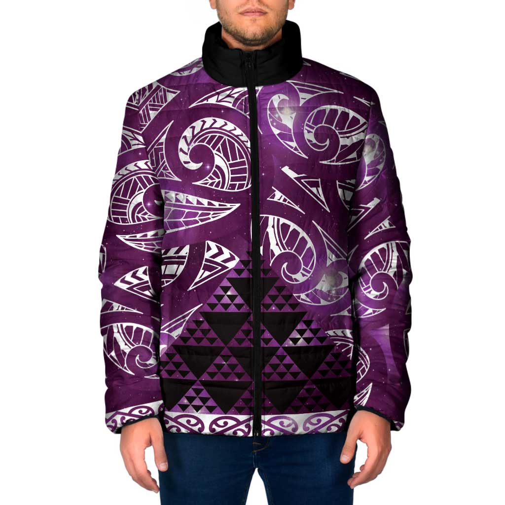 Matariki New Zealand Padded Jacket NZ Niho Taniwha Maori New Year Purple Galaxy LT14 Men Purple - Polynesian Pride