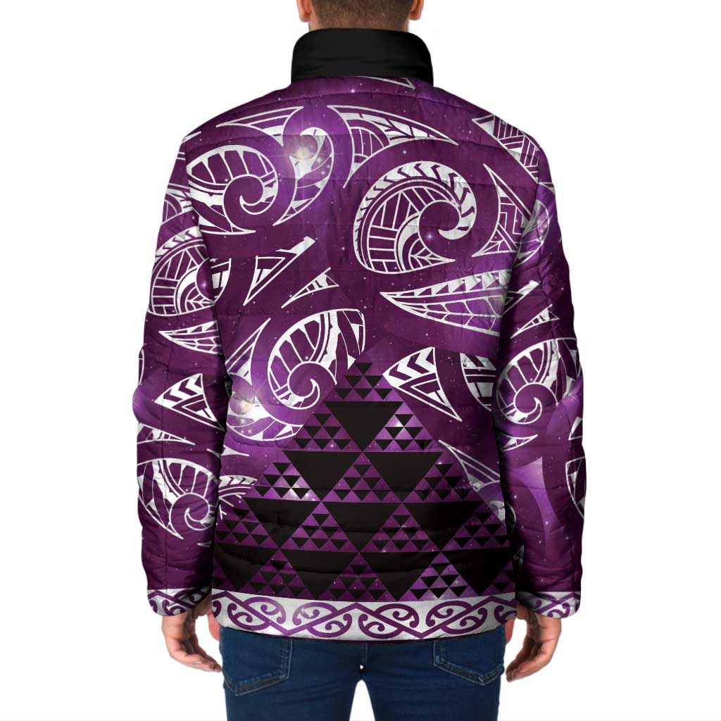 Matariki New Zealand Padded Jacket NZ Niho Taniwha Maori New Year Purple Galaxy LT14 - Polynesian Pride