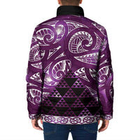 Matariki New Zealand Padded Jacket NZ Niho Taniwha Maori New Year Purple Galaxy LT14 - Polynesian Pride