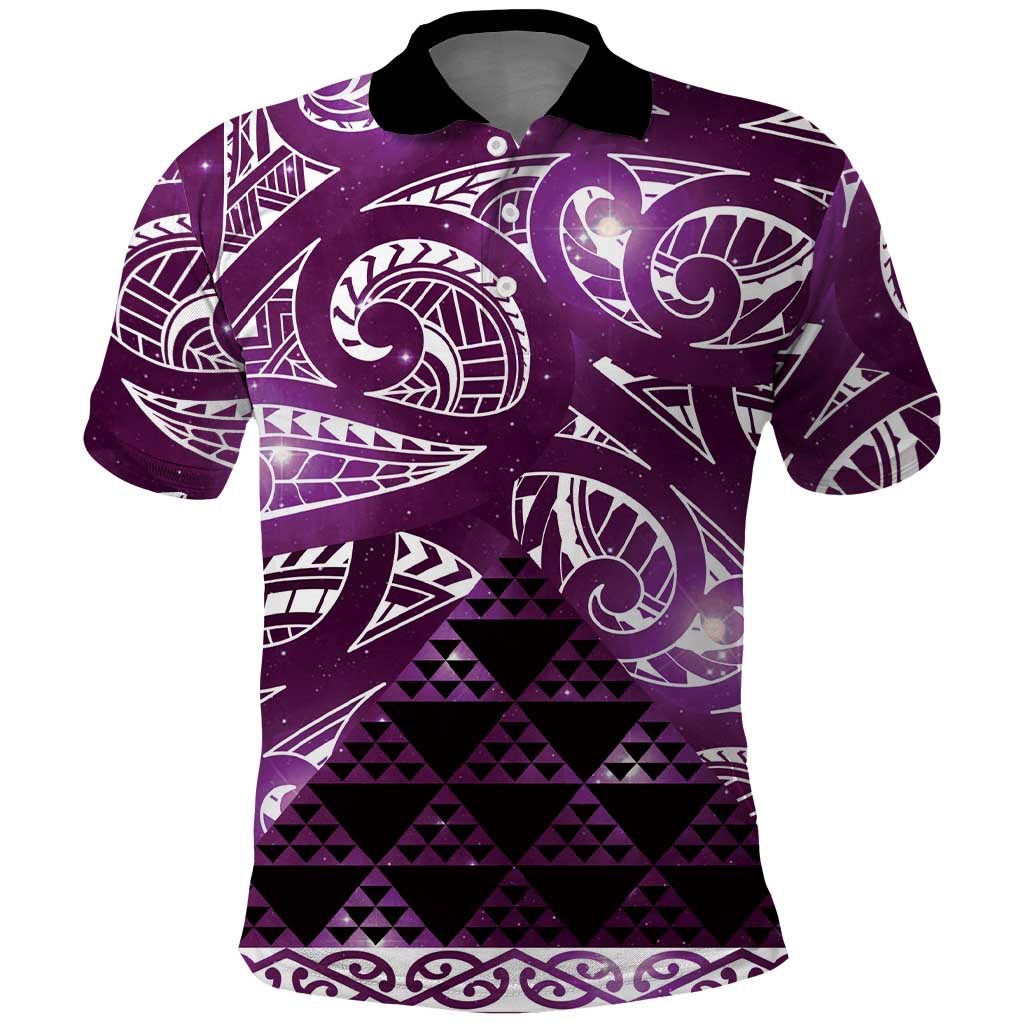 Matariki New Zealand Polo Shirt NZ Niho Taniwha Maori New Year Purple Galaxy