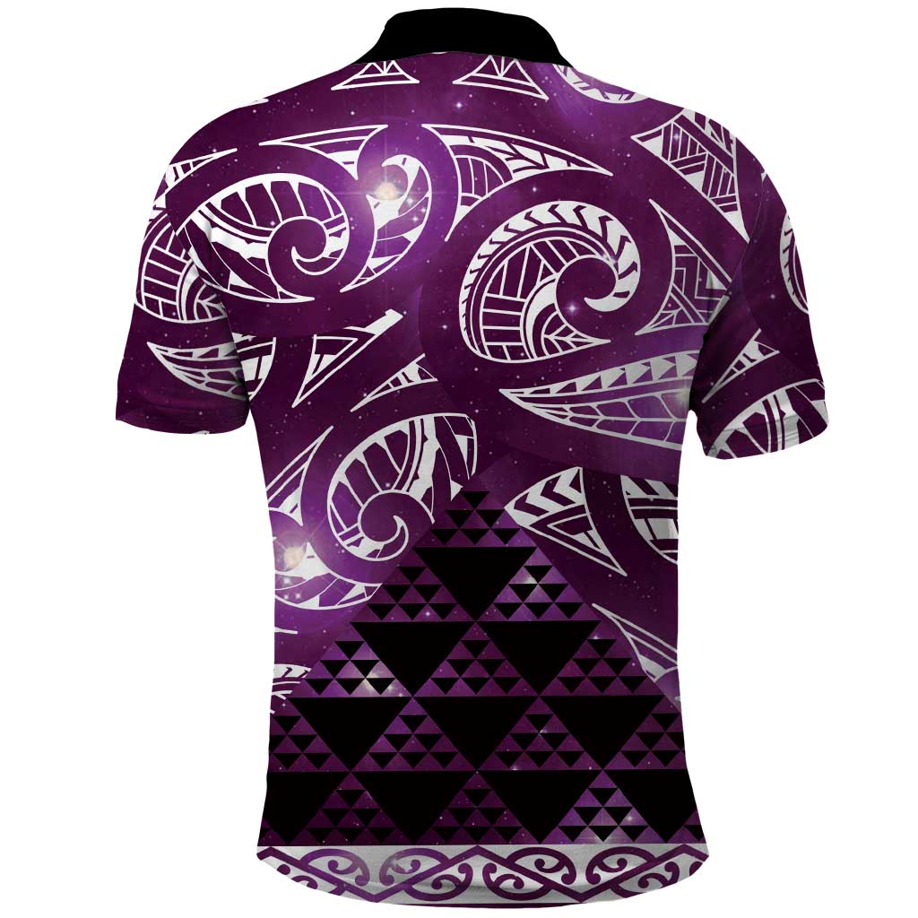 Matariki New Zealand Polo Shirt NZ Niho Taniwha Maori New Year Purple Galaxy