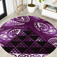 Matariki New Zealand Round Carpet NZ Niho Taniwha Maori New Year Purple Galaxy LT14 Purple - Polynesian Pride