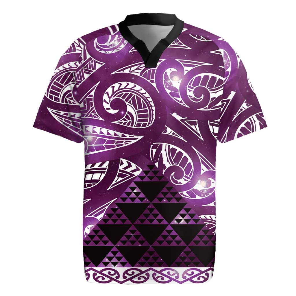 Matariki New Zealand Rugby Jersey NZ Niho Taniwha Maori New Year Purple Galaxy LT14 Purple - Polynesian Pride