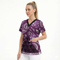 Matariki New Zealand Scrub Top NZ Niho Taniwha Maori New Year Purple Galaxy