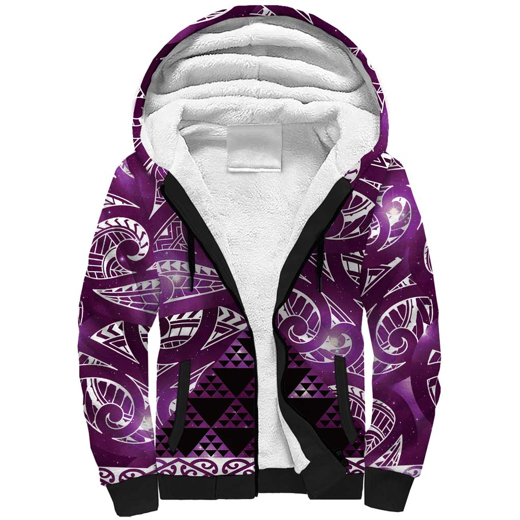 Matariki New Zealand Sherpa Hoodie NZ Niho Taniwha Maori New Year Purple Galaxy LT14 Unisex Purple - Polynesian Pride